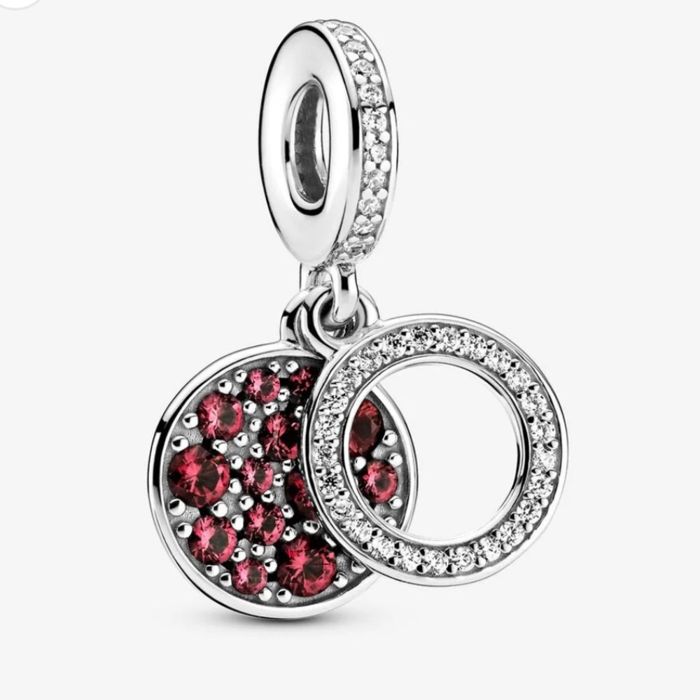 Pandora Sparkling Red Disc Double Dangle Charm